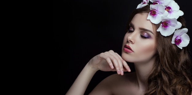Portrait de belle brune Photo Premium