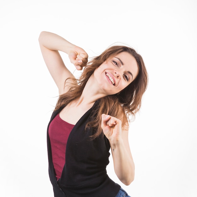 Portrait De La Souriante Jeune Femme Sur Fond Blanc Photo Gratuite 2645