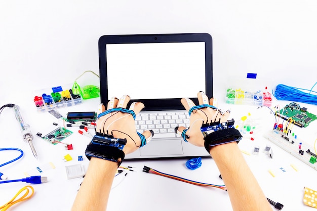 Programmation informatique microélectronique Photo Premium