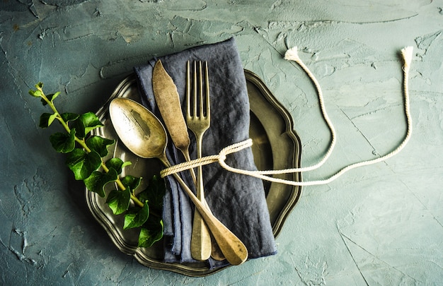 Réglage de la table rustique Photo Premium