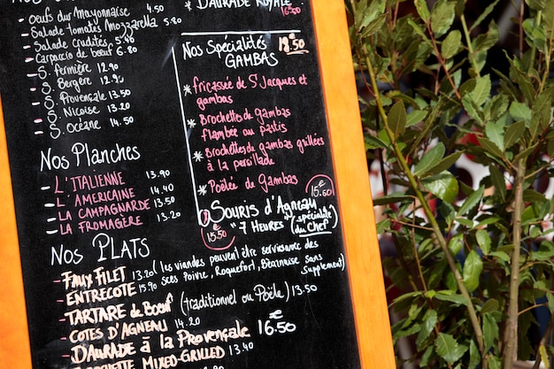 Restaurant Tableau De Menu En France | Photo Gratuite