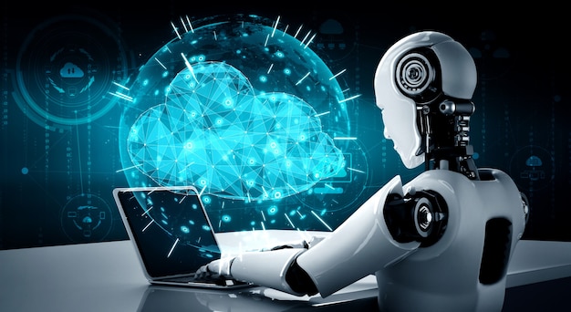Robot Ia Utilisant La Technologie De Cloud Computing Pour Stocker Des ...