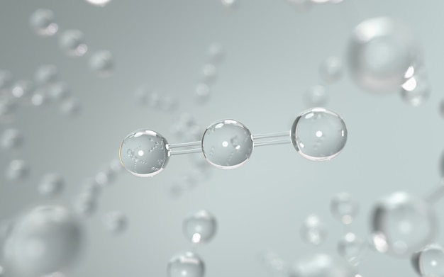 Science avec fond de molécule ou d'atome, dioxyde de carbone structure for science, rendu 3d. Photo Premium
