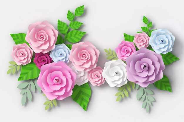 Style de papier fleur, rendu 3d Photo Premium