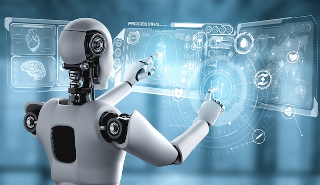 Technologie Médicale Future Contrôlée Par Un Robot Ia Utilisant L