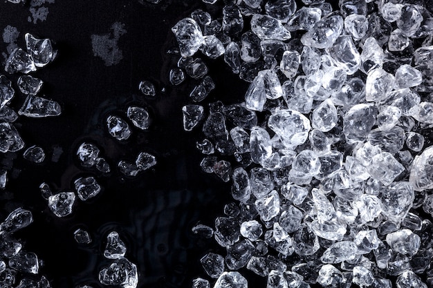 Texture de cubes de glace pilée. espace de copie, vue de dessus Photo Premium