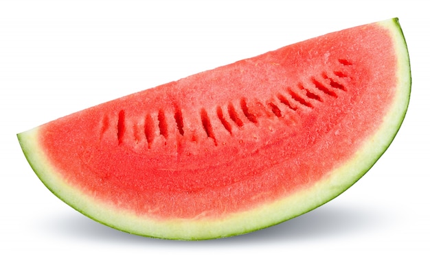 Tranche de melon d'eau isolé sur un tracé de détourage blanc Photo Premium
