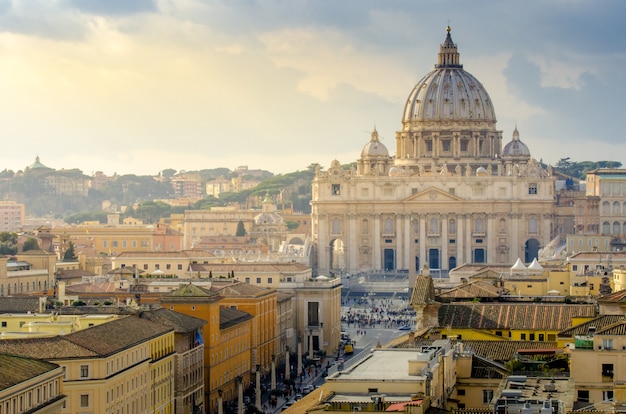 Vatican Vue Aérienne à Rayons Soleil à Coucher Soleil
