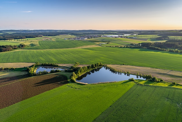 vue-d-ensemble-de-champs-verts-couper-le-souffle-avec-de-petits