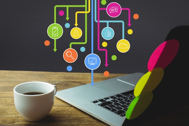Travailler avec des applications et une tasse de café Photo gratuit Travailler avec des applications et une tasse de café Photo gratuit