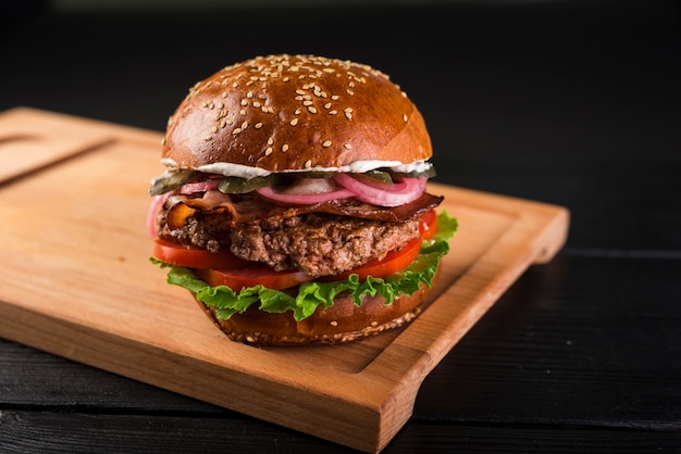 Hamburger Americano Classico Con Carne Di Manzo Foto Premium