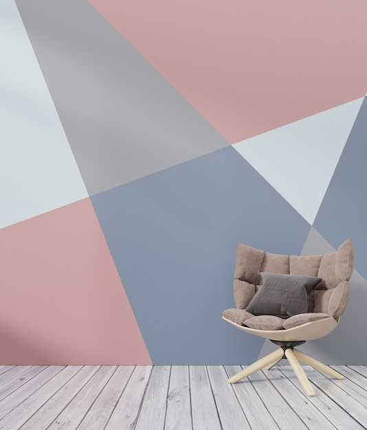 Mockup Di Pareti Colorate Interni Soggiorno Con Sfondo Colorato Muro Bianco Poltrona Foto Premium