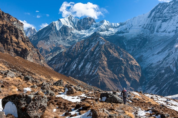 Trekking In Nepal Himalaya Foto Premium