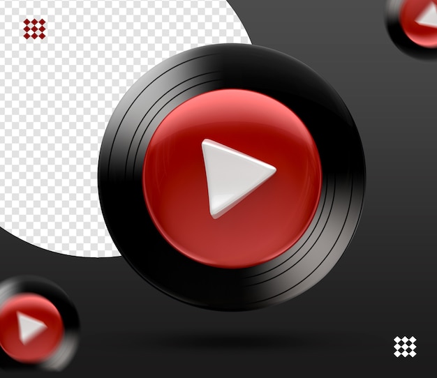 Icona Di Logo Di Musica Di Youtube 3d Isolata Psd Premium