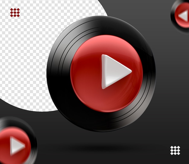 Icona Di Logo Di Musica Di Youtube 3d Isolata Psd Premium