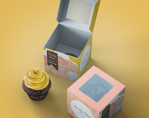 Download Packaging per cupcake e mockup di branding | PSD Premium