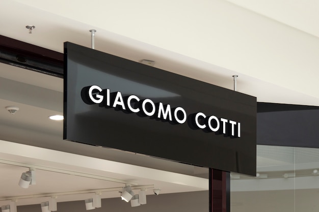 Download Mockup di esclusivo 3d bianco logo sign presso lo storefront nel centro commerciale o centro ...