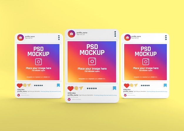 Download Mockup di post instagram realistico sui social media | PSD Premium