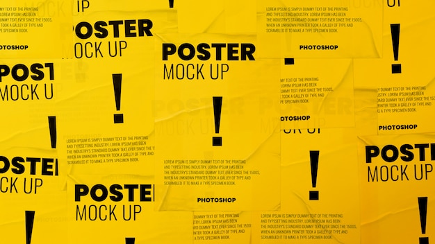 Mockup Di Poster Spiegazzato Stampa Collage Di Pareti Psd Premium