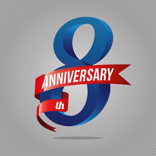 Logotipo Di 8 Anni Anniversario Celebrazione Vettore Premium