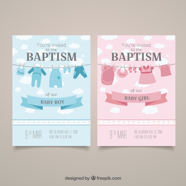 Battesimo Inviti Vettore Premium