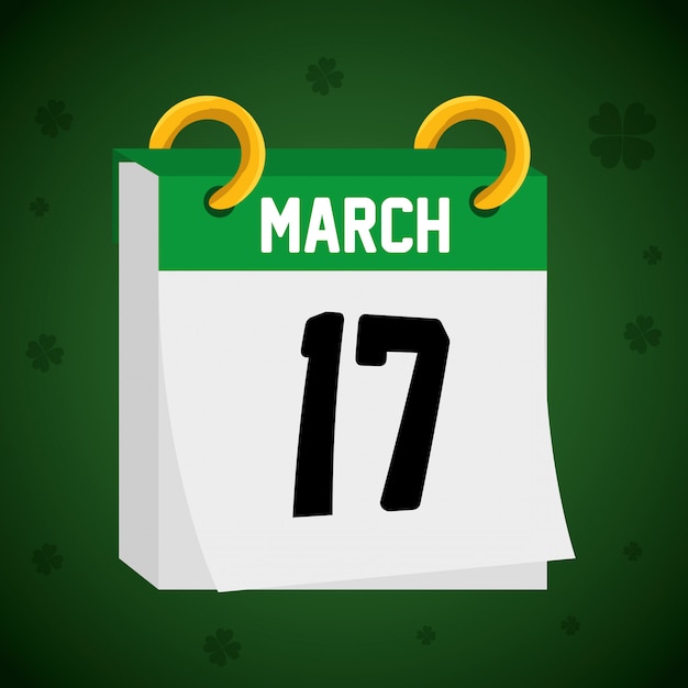 Calendario con 17 marzo giorno santo patrick | Vettore Premium