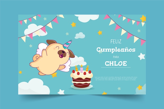 Cartolina D Auguri Di Buon Compleanno Per Bambini Vettore Premium