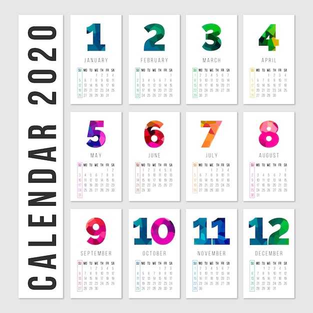 Calendario Colorato Con Mesi E Giorni Vettore Premium