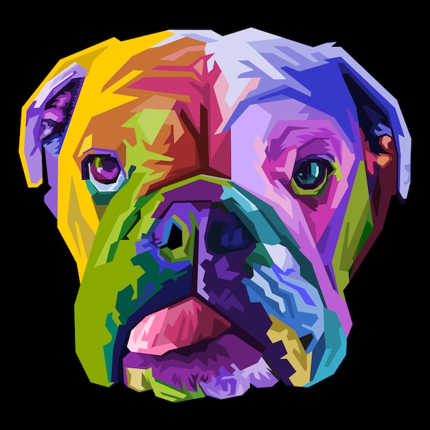 Bulldog Inglese Colorato In Stile Pop Art Illustrazione Vettoriale Vettore Premium