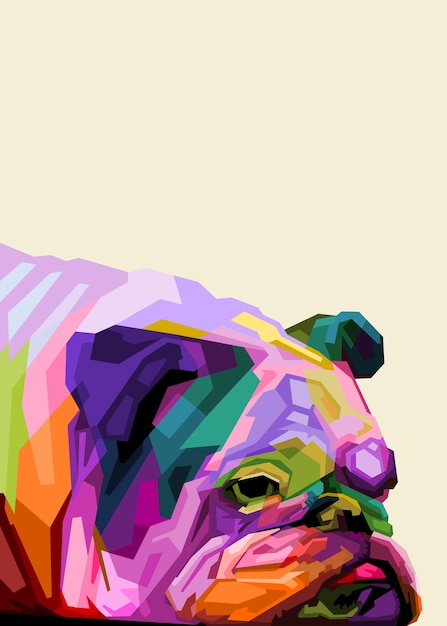 Bulldog Inglese Colorato In Stile Pop Art Vettore Premium