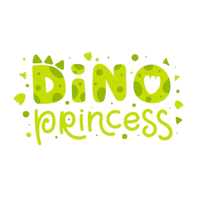 Principessa Dino Stampa Infantile Con Scritte Divertenti Di Dinosauro Illustrazione Vettoriale Carino Per Bambini Bambini Neonati Vettore Premium