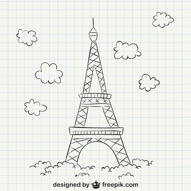 Eiffel Tower Disegno Vettore Premium