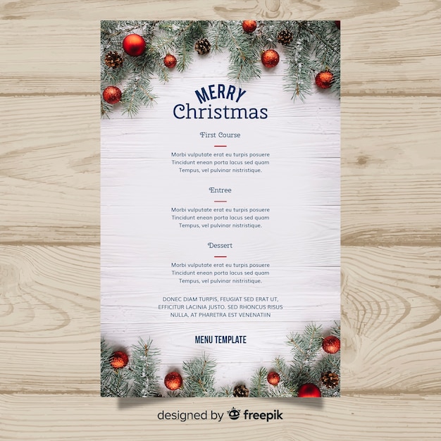 Elegante modello di menu di natale con foto | Vettore Premium