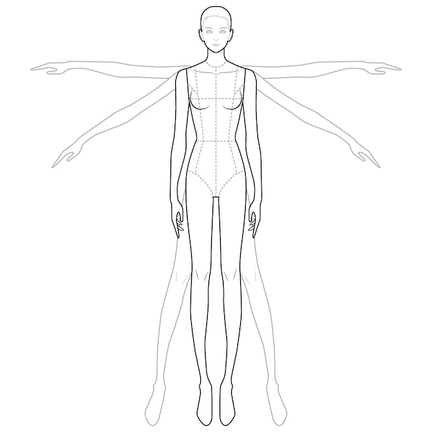 Modello Di Figura Del Corpo Di Moda Vettore Premium