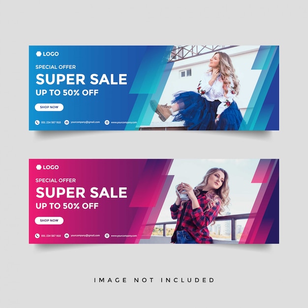 Modello di banner di moda vendita copertina facebook Vettore Premium