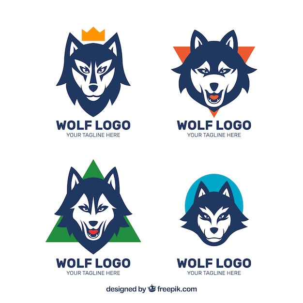 Collezione logo del lupo design | Vettore Premium