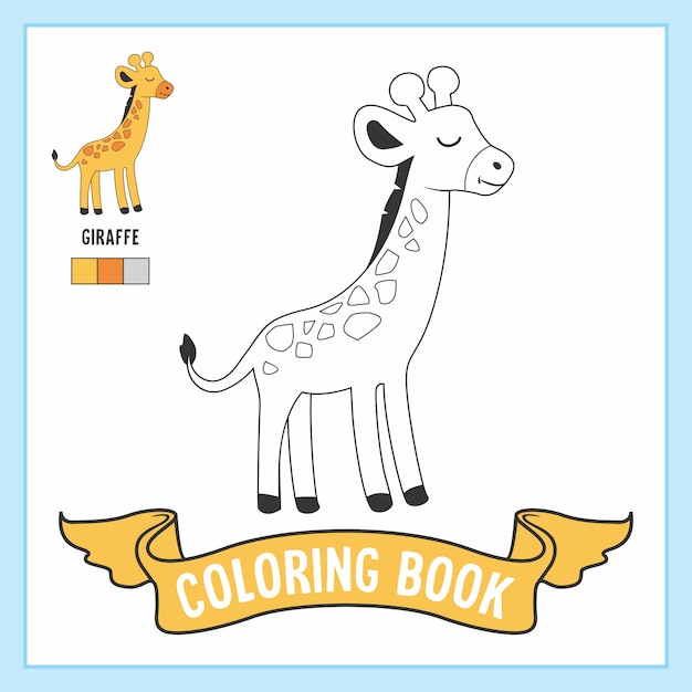 Libro Da Colorare Di Animali Da Giraffa Vettore Premium