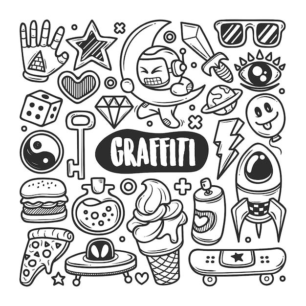 Graffiti Disegnati A Mano Doodle Da Colorare Vettore Premium