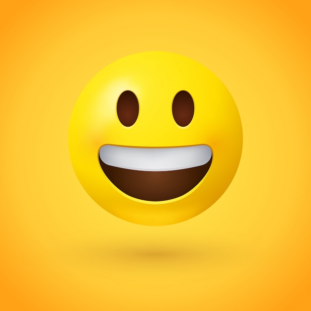 Emoji Viso Ghignante Con Sorriso Che Mostra I Denti Superiori Vettore Premium