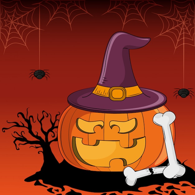 Cartoni Animati Spaventosi Di Halloween Vettore Premium