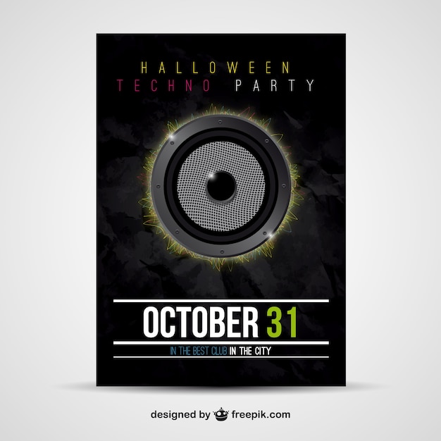 Halloween techno party flyer | Vettore Premium