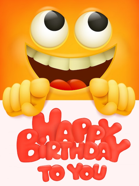 Buon Compleanno A Te Card Con Emoji Vettore Premium