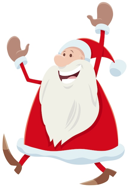 Personaggio Dei Cartoni Animati Di Babbo Natale Felice Che Celebra Il Tempo Di Natale Vettore Premium
