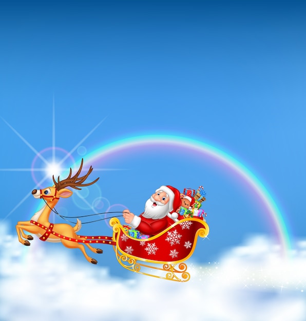 “ Il logo della settimana ” 2nd sessione - Pagina 18 Happy-santa-his-christmas-sled-being-pulled-by-reindeer_29190-2751