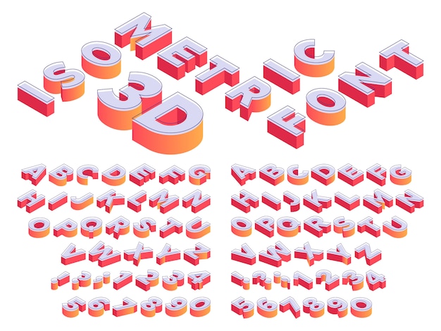 Lettering 3d Isometrico Carattere Lettere Prospettiva Numero Cubo E Modello Di Isometria Lettera Dell Alfabeto Vettore Premium