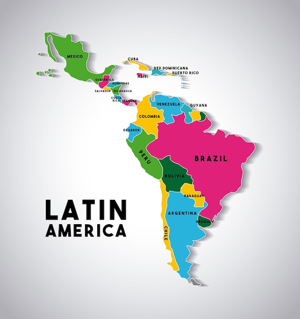 Mappa Dell America Latina Vettore Premium