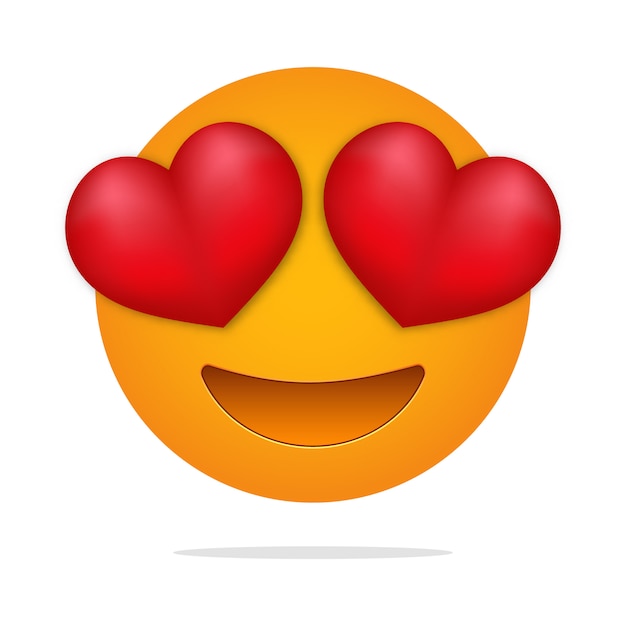 Adoro Le Emoji Volto Di Occhi Di Cuore Vettore Premium