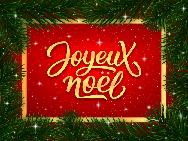 Testo Di Calligrafia Di Buon Natale In Francese Vettore Premium