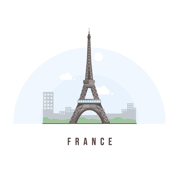 Punto Di Riferimento Minimalista Di Parigi Francia Della Torre Eiffel Vettore Premium