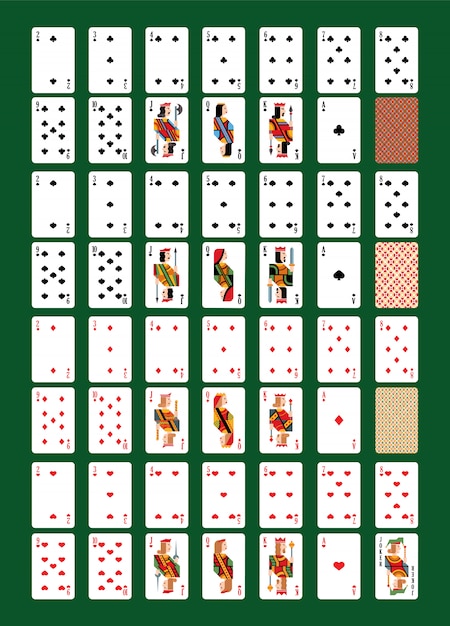 Carte Da Gioco Di Vettore Della Carta Da Gioco Per Il Poker Nell Insieme Dell Illustrazione Del Casino Dei Re Del Gioco D Azzardo Dei Giocatori Segni Regina E Presa Isolate Vettore Premium